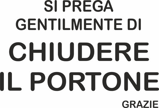 GLOBAL CARTELLO SEGNALETICO - CHIUDERE IL PORTONE - Adesivo Extra Resistente, Pannello in Forex, Pannello In Alluminio