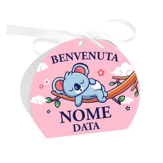 GLOBAL Scatole Portaconfetti per Nascita Personalizzate - KOALA BIMBA - Scatoline Bomboniere nascita con nastrino personalizzato MADE IN ITALY