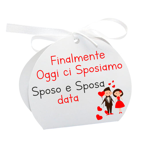 GLOBAL Scatole Portaconfetti per Matrimonio Personalizzate - FINALMENTE OGGI CI SPOSIAMO - Scatoline Bomboniere matrimonio con nastrino personalizzato MADE IN ITALY