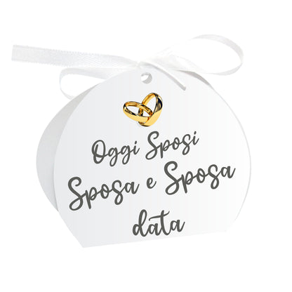 GLOBAL Scatole Portaconfetti per Matrimonio Personalizzate - OGGI SPOSI MOD 4 - Scatoline Bomboniere matrimonio con nastrino personalizzato MADE IN ITALY