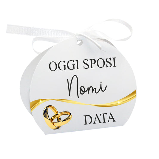 GLOBAL Scatole Portaconfetti per Matrimonio Personalizzate - OGGI SPOSI - Scatoline Bomboniere matrimonio con nastrino personalizzato MADE IN ITALY