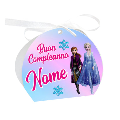 GLOBAL Scatole Portaconfetti per Compleanno Personalizzate - FROZEN - Scatoline Bomboniere compleanno con nastrino personalizzato MADE IN ITALY