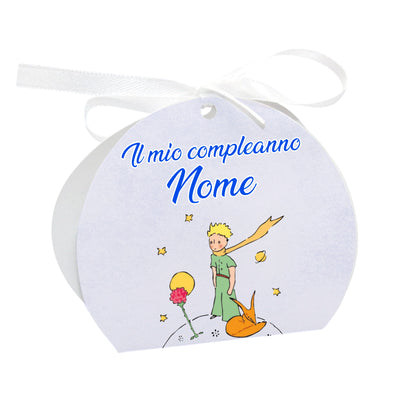 GLOBAL Scatole Portaconfetti per Compleanno Personalizzate - IL PICCOLO PRINCIPE - Scatoline Bomboniere compleanno con nastrino personalizzato MADE IN ITALY