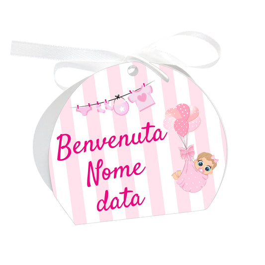 GLOBAL Scatole Portaconfetti per Nascita Personalizzate - ORSETTO PALLONCINI BIMBA - Scatoline Bomboniere nascita con nastrino personalizzato MADE IN ITALY