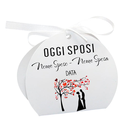GLOBAL Scatole Portaconfetti per Matrimonio Personalizzate - OGGI SPOSI MOD 2 - Scatoline Bomboniere matrimonio con nastrino personalizzato MADE IN ITALY