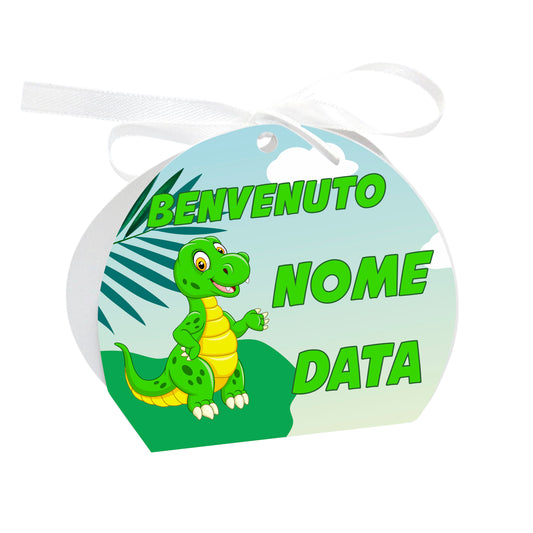 GLOBAL Scatole Portaconfetti per Nascita Personalizzate - DINOSAURO - Scatoline Bomboniere nascita con nastrino personalizzato MADE IN ITALY