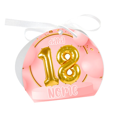 GLOBAL Scatole Portaconfetti per Compleanno Personalizzate - 18 ANNI ROSA - Scatoline Bomboniere compleanno con nastrino personalizzato MADE IN ITALY