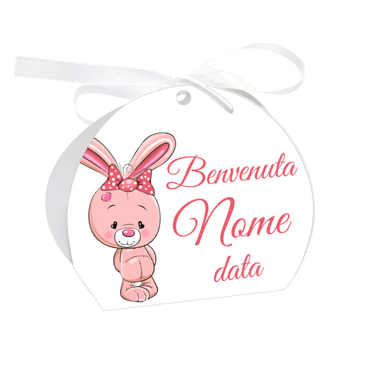 GLOBAL Scatole Portaconfetti per Nascita Personalizzate - CICOGNA E CUORI BIMBA - Scatoline Bomboniere nascita con nastrino personalizzato MADE IN ITALY