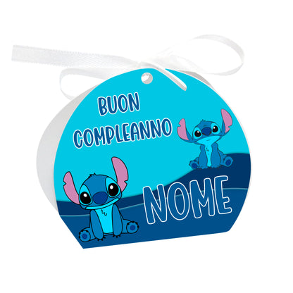 GLOBAL Scatole Portaconfetti per Compleanno Personalizzate - LILO E STITCH - Scatoline Bomboniere compleanno con nastrino personalizzato MADE IN ITALY
