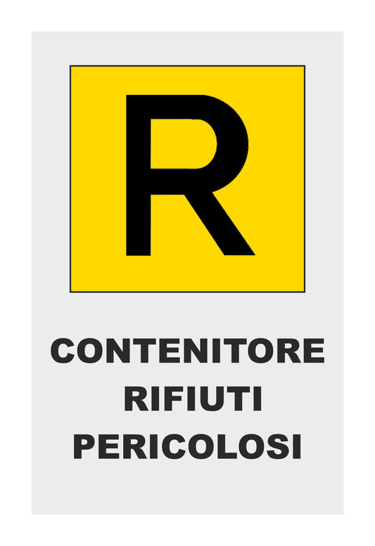 GLOBAL CARTELLO SEGNALETICO - CONTENITORI RIFIUTI PERICOLOSI - Adesivo Extra Resistente, Pannello in Forex, Pannello In Alluminio