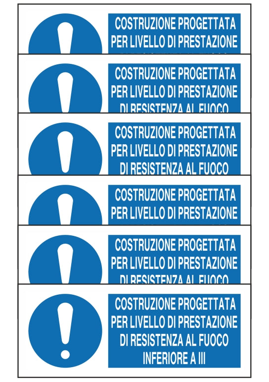GLOBAL KIT DI 6 ADESIVI UNI - COSTRUZIONE PROGETTATA PER LIVELLO DI PRESTAZIONE DI RESISTENZA AL FUOCO INFERIORE A III - Pittogramma ISO 7010 Con Stampa Diretta U.V. (IDEALE ANCHE PER ESTERNO)