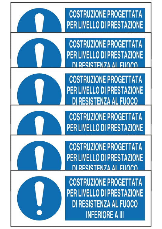GLOBAL KIT DI 6 ADESIVI UNI - COSTRUZIONE PROGETTATA PER LIVELLO DI PRESTAZIONE DI RESISTENZA AL FUOCO INFERIORE A III - Pittogramma ISO 7010 Con Stampa Diretta U.V. (IDEALE ANCHE PER ESTERNO)