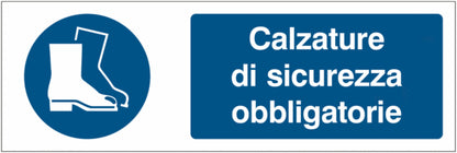GLOBAL CARTELLO SEGNALETICO UNI - Calzature di sicurezza obbligatorie - Adesivo Extra Resistente, Pannello in Forex, Pannello In Alluminio