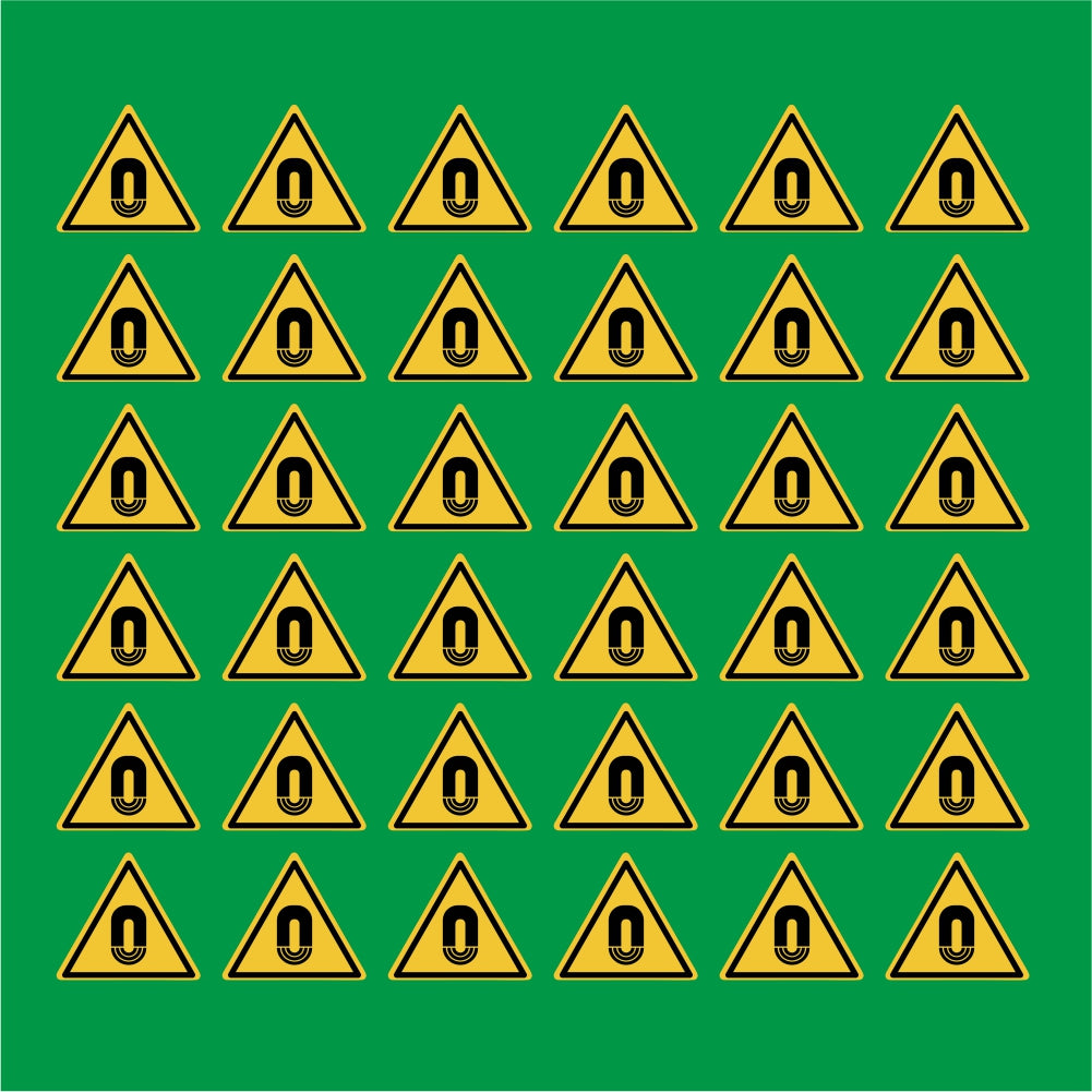 PACCO DA 6 KIT DI 6 ADESIVI TRIANGOLARI - Campo magnetico importante - Pittogramma ISO 7010 Con Stampa Diretta U.V.