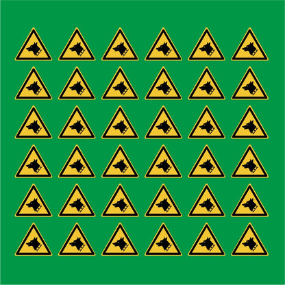 PACCO DA 6 KIT DI 6 ADESIVI TRIANGOLARI - Cane da guardia - Pittogramma ISO 7010 Con Stampa Diretta U.V.