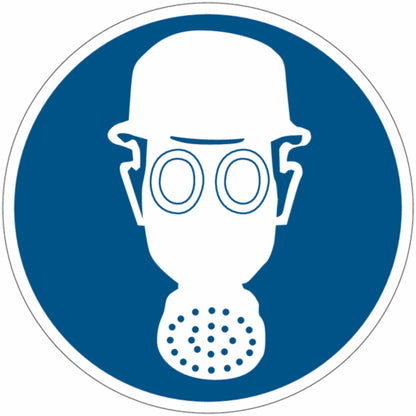GLOBAL CARTELLO SEGNALETICO ROTONDO - Casco di protezione e protezione delle vie respiratorie obbligatori - Adesivo Extra Resistente, Pannello in Forex, Pannello In Alluminio
