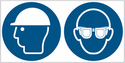 GLOBAL CARTELLO SEGNALETICO UNI - Casco e occhiali protettivi obbligatori - Adesivo Extra Resistente, Pannello in Forex, Pannello In Alluminio