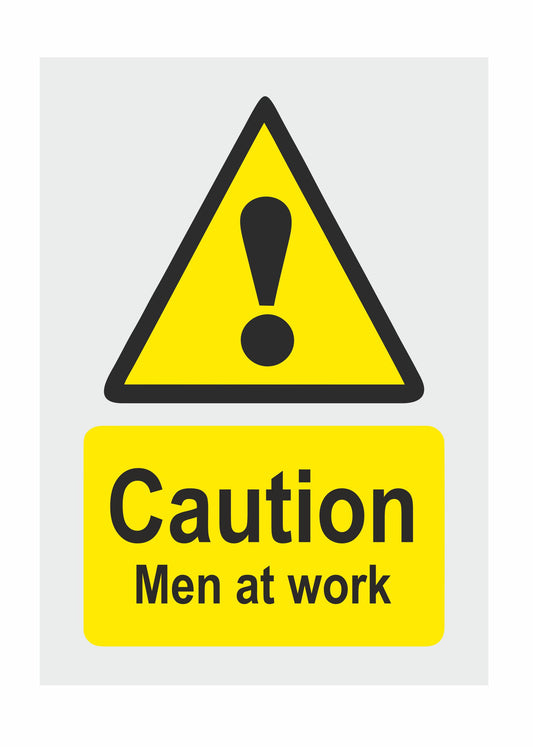 GLOBAL CARTELLO SEGNALETICO - Caution Men At Work - Adesivo Extra Resistente, Pannello in Forex, Pannello In Alluminio