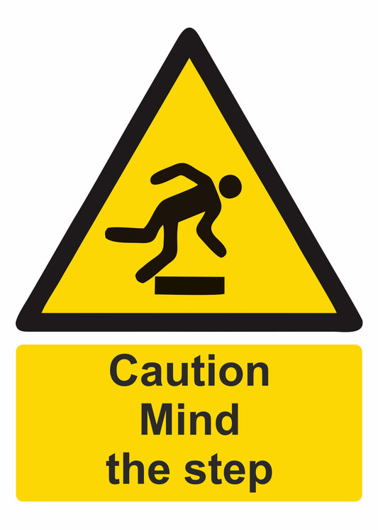 GLOBAL CARTELLO SEGNALETICO - Caution Mind The Step - Adesivo Extra Resistente, Pannello in Forex, Pannello In Alluminio