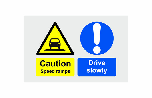 GLOBAL CARTELLO SEGNALETICO - Caution Speed Ramps Drive Slowly - Adesivo Extra Resistente, Pannello in Forex, Pannello In Alluminio