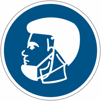 GLOBAL CARTELLO SEGNALETICO ROTONDO - Copribarba obbligatorio - Adesivo Extra Resistente, Pannello in Forex, Pannello In Alluminio