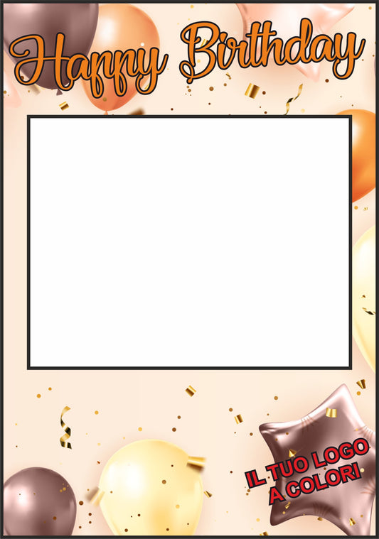 CORNICE COMPLEANNO PERSONALIZZABILE CON LOGO - HAPPY BIRTHDAY - CON STAMPA AD ALTA QUALITÁ
