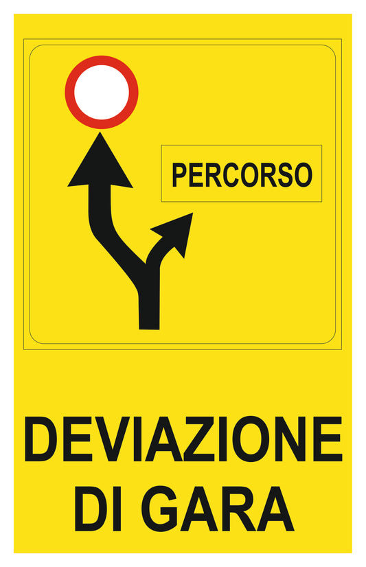 GLOBAL CARTELLO SEGNALETICO - Deviazione di gara - Adesivo Extra Resistente, Pannello in Forex, Pannello In Alluminio