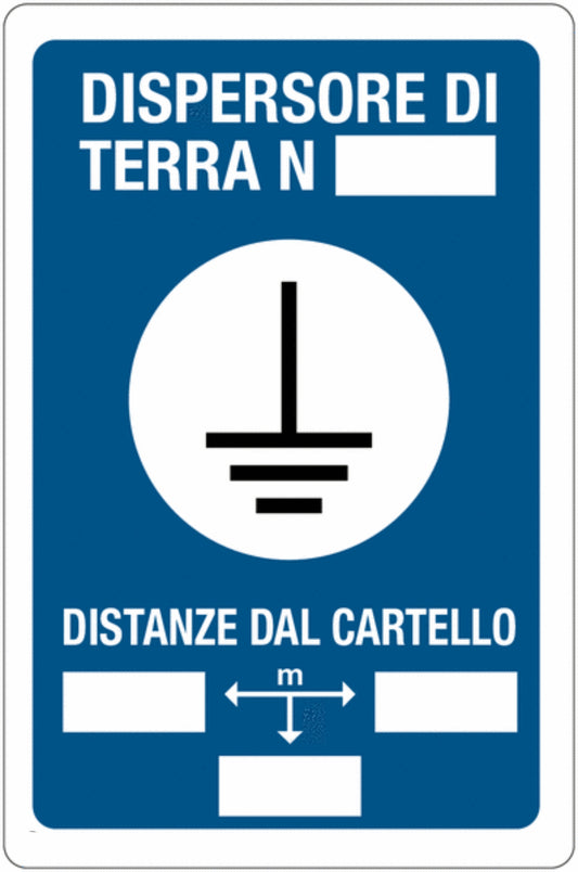 GLOBAL CARTELLO SEGNALETICO - DISPERSORE DI TERRA N -  Adesivo Extra Resistente, Pannello in Forex, Pannello In Alluminio