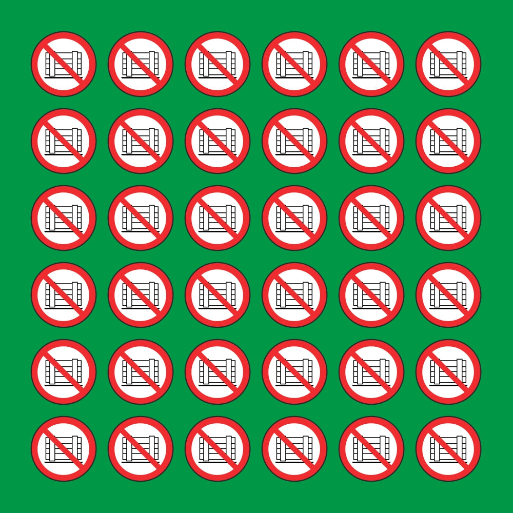 PACCO DA 6 KIT DI 6 ADESIVI ROTONDI - DIVIETO DI OSTRUIRE IL PASSAGGIO - Pittogramma ISO 7010 Con Stampa Diretta U.V.