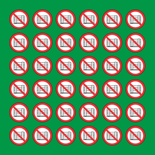 PACCO DA 6 KIT DI 6 ADESIVI ROTONDI - DIVIETO DI OSTRUIRE IL PASSAGGIO - Pittogramma ISO 7010 Con Stampa Diretta U.V.