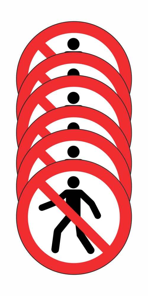 GLOBAL KIT DI 6 ADESIVI - DIVIETO DI TRANSITO - Pittogramma ISO 7010 Con Stampa Diretta U.V. (IDEALE ANCHE PER ESTERNO)