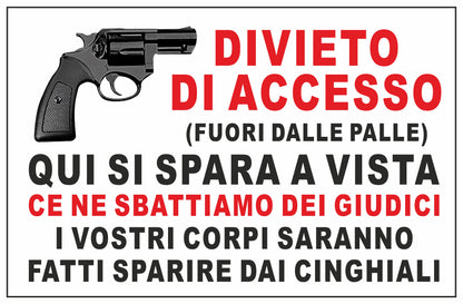 GLOBAL CARTELLO SEGNALETICO - DIVIETO DI ACCESSO QUI SI SPARA A VISTA - Adesivo Extra Resistente, Pannello in Forex, Pannello In Alluminio