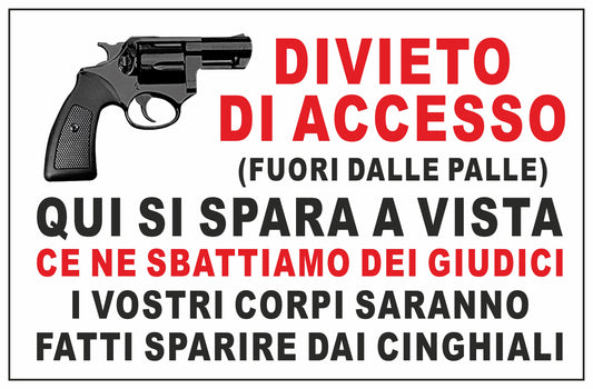 GLOBAL CARTELLO SEGNALETICO - DIVIETO DI ACCESSO QUI SI SPARA A VISTA - Adesivo Extra Resistente, Pannello in Forex, Pannello In Alluminio