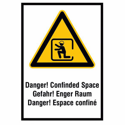 GLOBAL CARTELLO SEGNALETICO - Danger! Confinded Space Gefahr! Enger Raum Danger! Espace confiné -  Adesivo Extra Resistente, Pannello in Forex, Pannello In Alluminio
