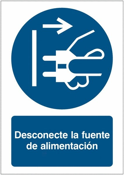 GLOBAL CARTELLO SEGNALETICO - Desconecte la fuente de alimentación - Adesivo Extra Resistente, Pannello in Forex, Pannello In Alluminio