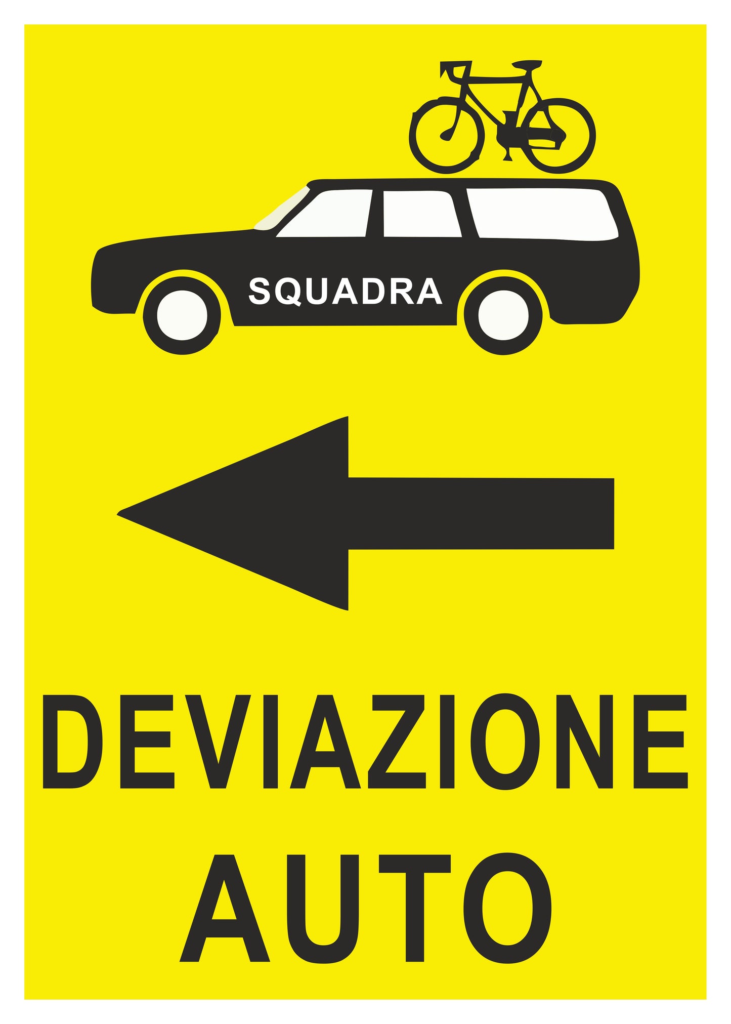 GLOBAL CARTELLO SEGNALETICO - Deviazione Auto Sinistra - Adesivo Extra Resistente, Pannello in Forex, Pannello In Alluminio