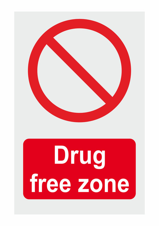 GLOBAL CARTELLO SEGNALETICO - Drug Free Zone - Adesivo Extra Resistente, Pannello in Forex, Pannello In Alluminio