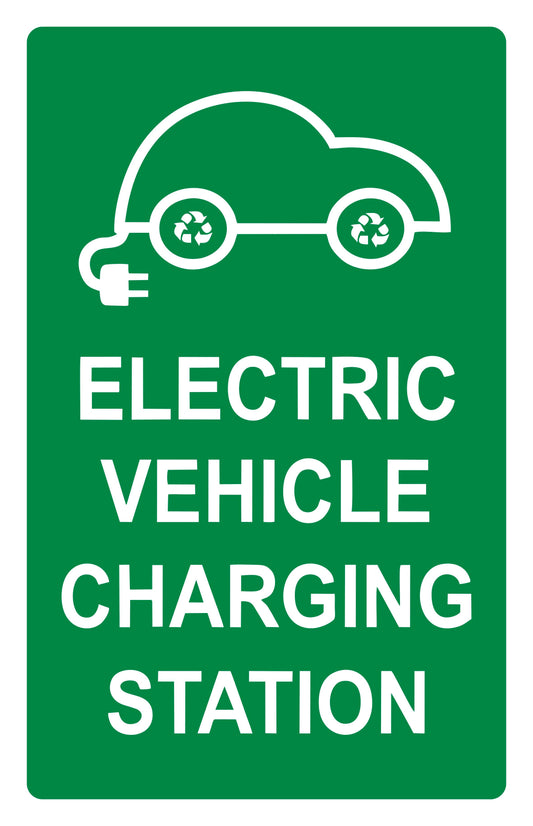 GLOBAL CARTELLO SEGNALETICO - electric vehicle charging station - Adesivo Extra Resistente, Pannello in Forex, Pannello In Alluminio