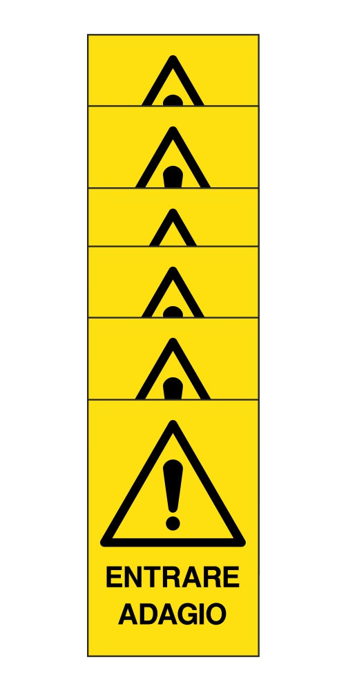 KIT DI 6 ADESIVI RETTANGOLARI - ENTRARE ADAGIO - Pittogramma ISO 7010 Con Stampa Diretta U.V. (IDEALE ANCHE PER ESTERNO)