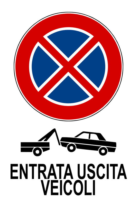 GLOBAL CARTELLO SEGNALETICO - ENTRATA USCITA VEICOLI - Adesivo Extra Resistente, Pannello in Forex, Pannello In Alluminio