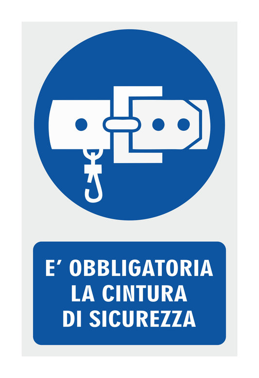 GLOBAL CARTELLO SEGNALETICO - È OBBLIGATORIA LA CINTURA DI SICUREZZA - Adesivo Extra Resistente, Pannello in Forex, Pannello In Alluminio