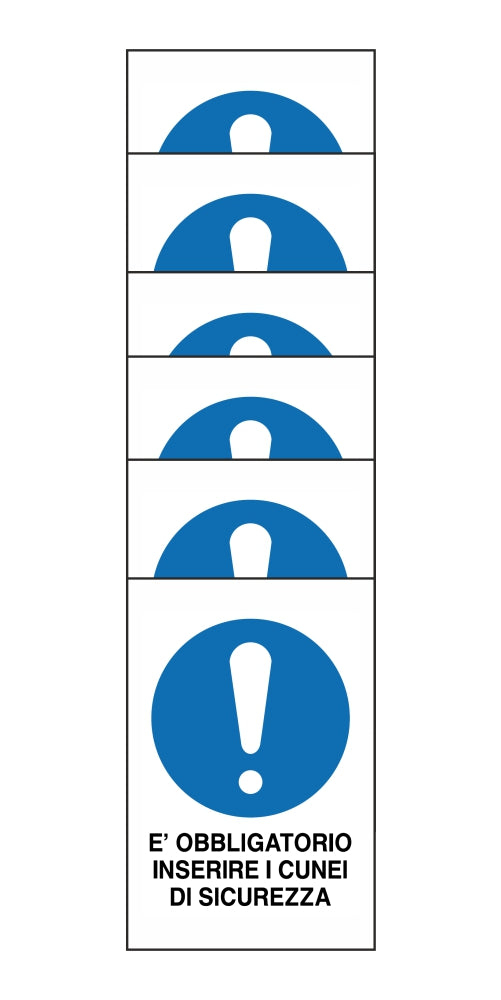 KIT DI 6 ADESIVI RETTANGOLARI - E' OBBLIGATORIO INSERIRE I CUNEI DI SICUREZZA - Pittogramma ISO 7010 Con Stampa Diretta U.V. (IDEALE ANCHE PER ESTERNO)