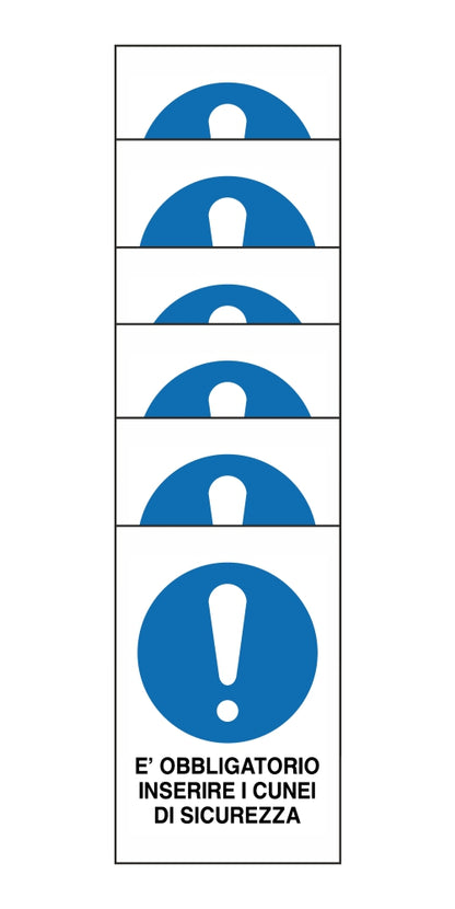 KIT DI 6 ADESIVI RETTANGOLARI - E' OBBLIGATORIO INSERIRE I CUNEI DI SICUREZZA - Pittogramma ISO 7010 Con Stampa Diretta U.V. (IDEALE ANCHE PER ESTERNO)