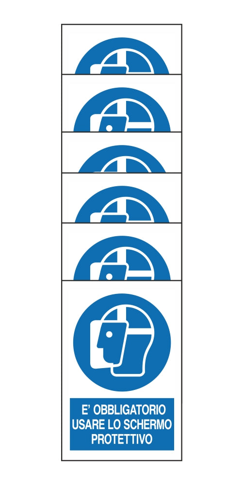 KIT DI 6 ADESIVI RETTANGOLARI - E' OBBLIGATORIO USARE LO SCHERMO PROTETTIVO - Pittogramma ISO 7010 Con Stampa Diretta U.V. (IDEALE ANCHE PER ESTERNO)