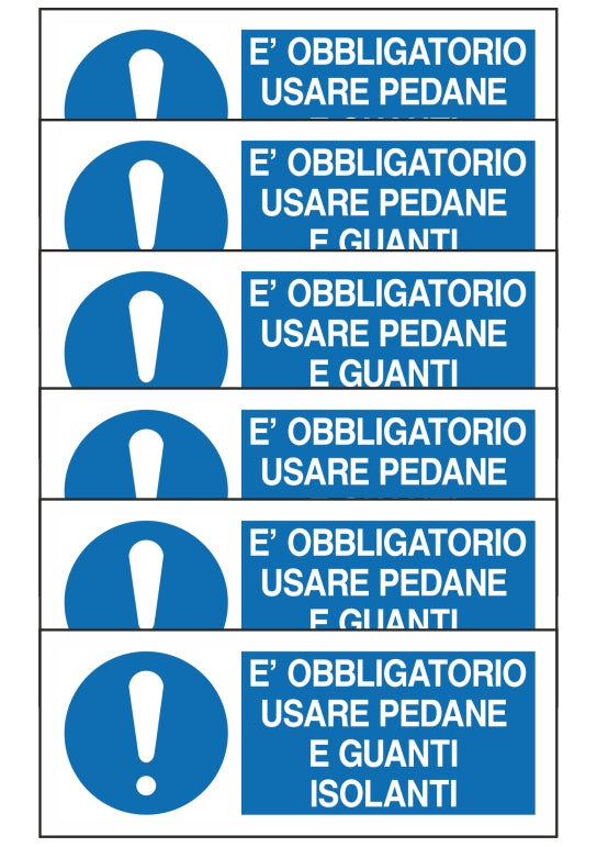 GLOBAL KIT DI 6 ADESIVI UNI - E' OBBLIGATORIO USARE PEDANE E GUANTI ISOLANTI - Pittogramma ISO 7010 Con Stampa Diretta U.V. (IDEALE ANCHE PER ESTERNO)