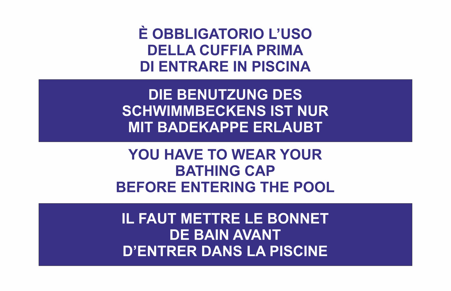GLOBAL CARTELLO SEGNALETICO - E' obbligatorio l'uso della cuffia prima di entrare in piscina - Adesivo Extra Resistente, Pannello in Forex, Pannello In Alluminio