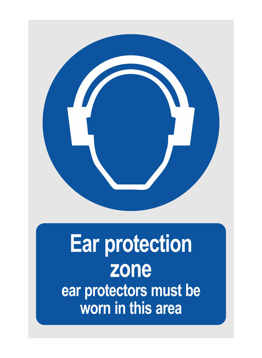 GLOBAL CARTELLO SEGNALETICO - Ear Protection ZoneProtectors Must Be Worn - Adesivo Extra Resistente, Pannello in Forex, Pannello In Alluminio
