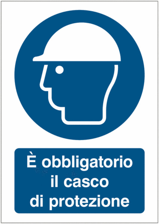 GLOBAL CARTELLO SEGNALETICO - È obbligatorio il casco di protezione -  Adesivo Extra Resistente, Pannello in Forex, Pannello In Alluminio