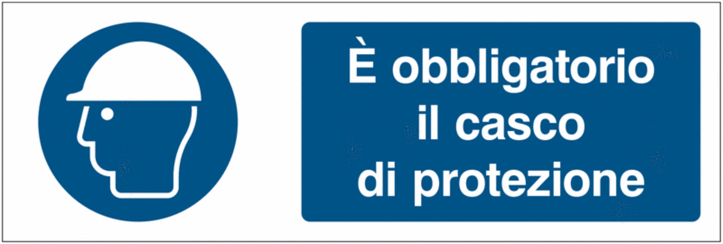 GLOBAL CARTELLO SEGNALETICO UNI - È obbligatorio il casco di protezione - Adesivo Extra Resistente, Pannello in Forex, Pannello In Alluminio