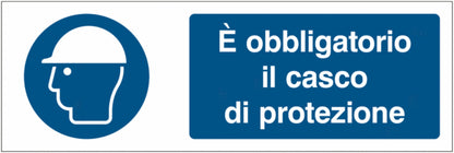 GLOBAL CARTELLO SEGNALETICO UNI - È obbligatorio il casco di protezione - Adesivo Extra Resistente, Pannello in Forex, Pannello In Alluminio